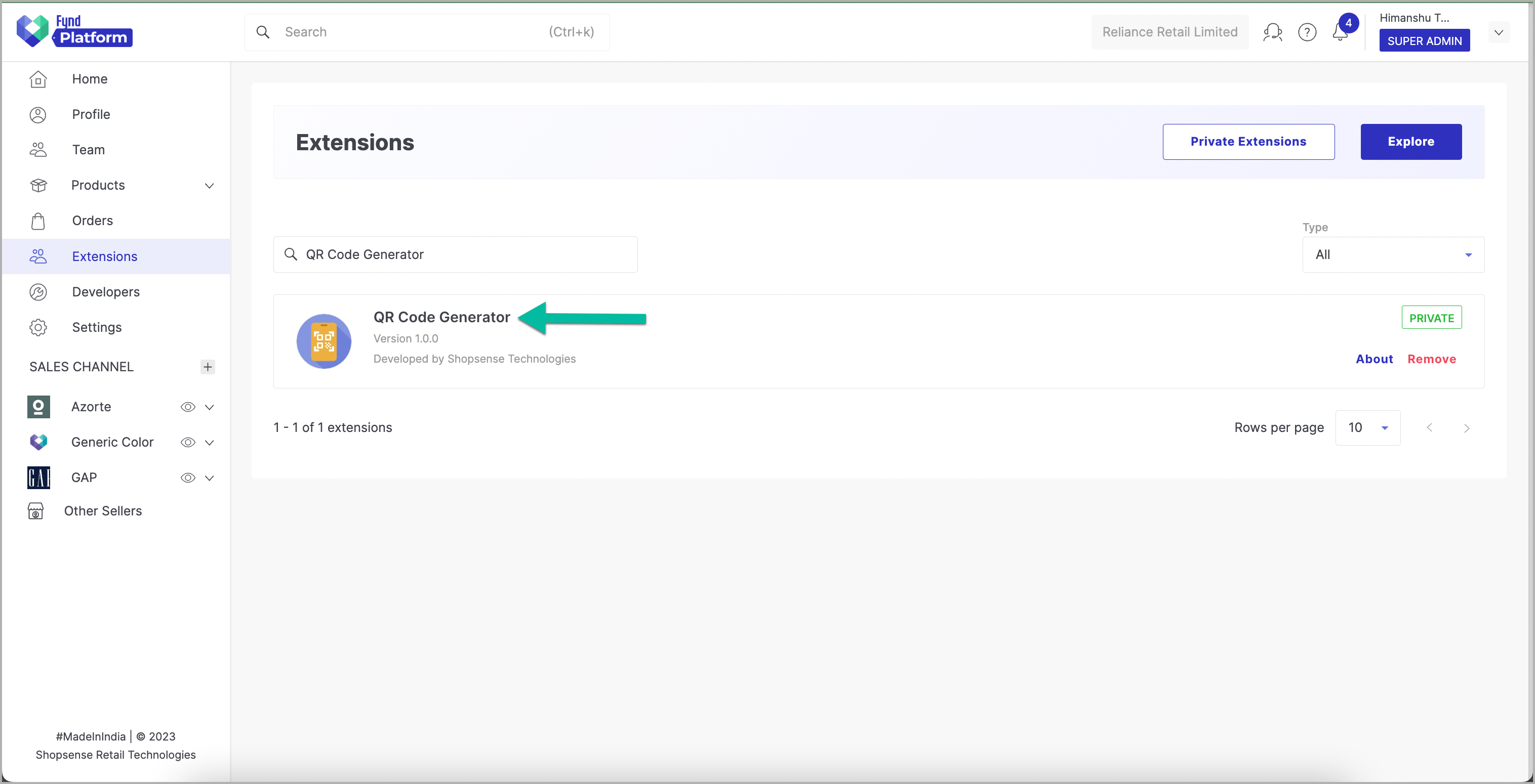 Using QR Code Generator Extension Fynd Platform Help Center