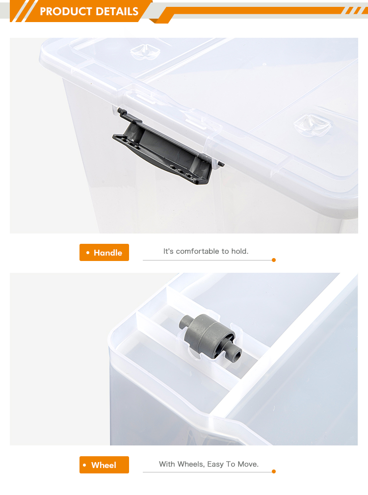 50L clear storage boxes with wheels wholesale