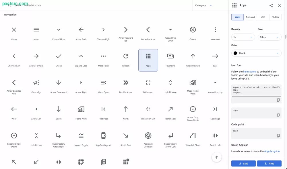 Setting Up Google Material Icon for Laravel Project PostSrc