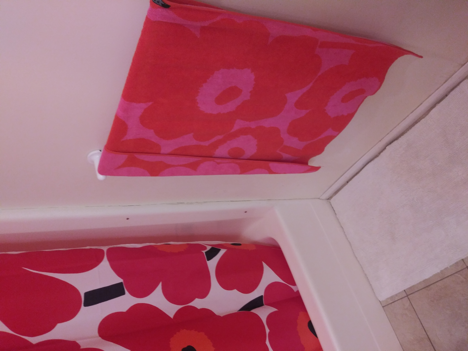 Marimekko Red Unikko Long Polyester Shower Curtain Marimekko Shower Curtains