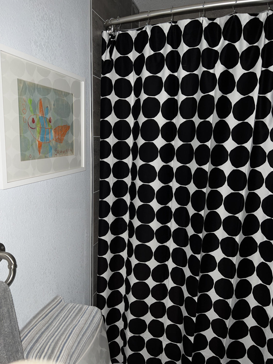 Marimekko Kivet White / Black Cotton Shower Curtain Marimekko