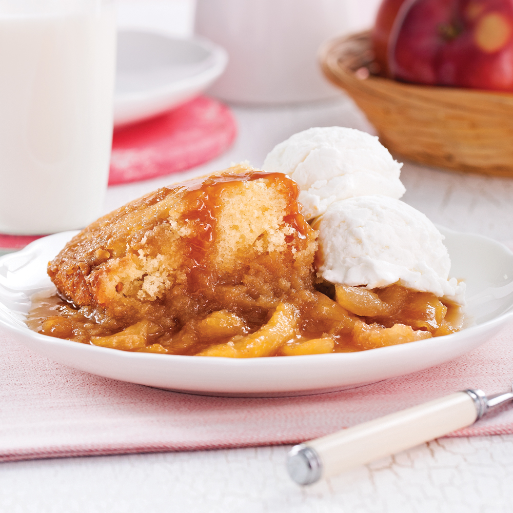 Pouding chômeur aux pommes caramélisées à la mijoteuse Je Cuisine