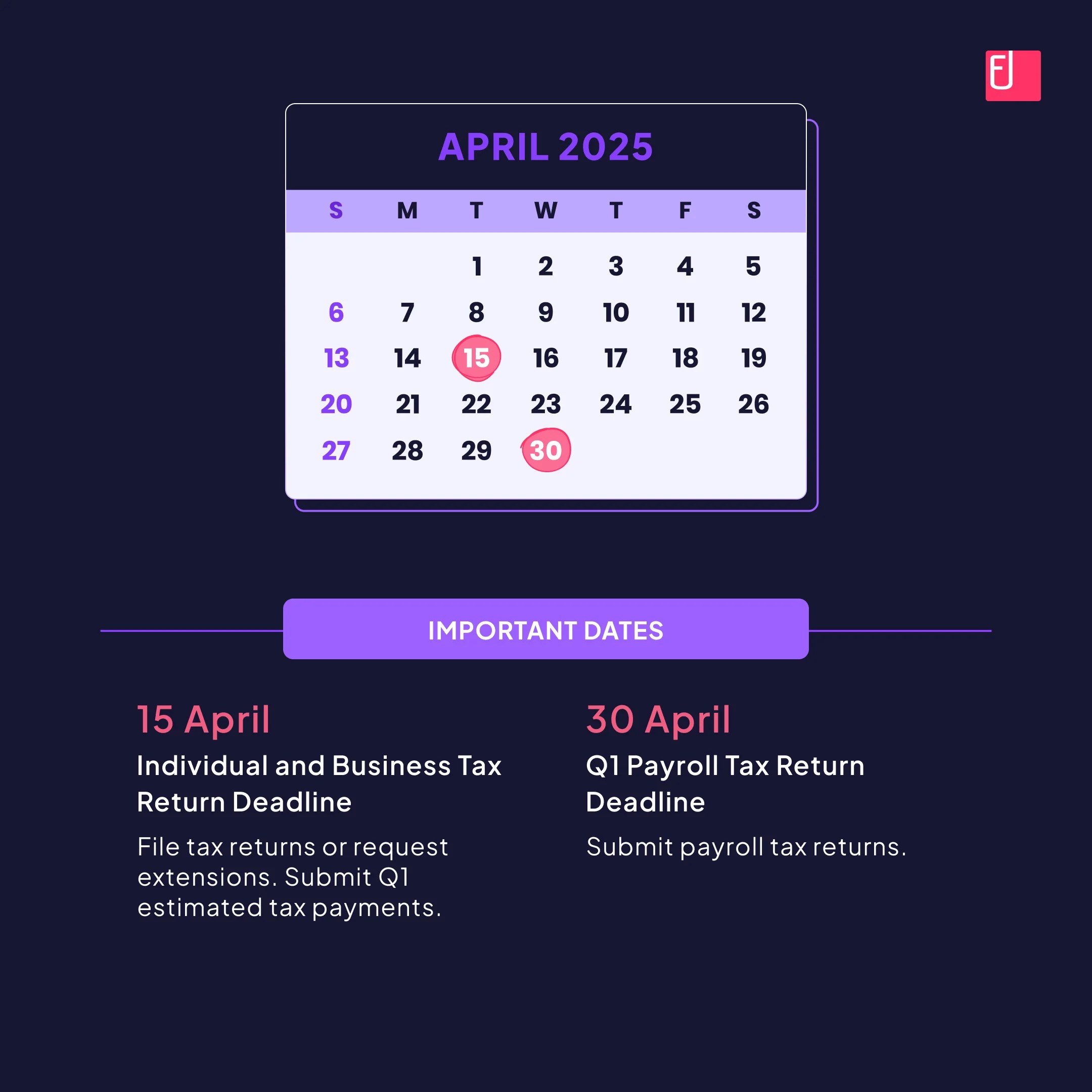 Business Tax Deadlines Key Dates for 2025 Business Tax Deadlines Key Dates for 2025