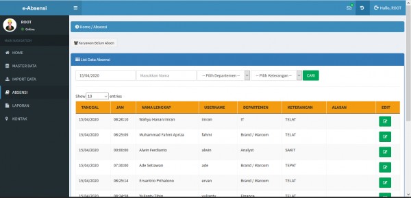 Aplikasi Absensi dengan PHP dan MySQL