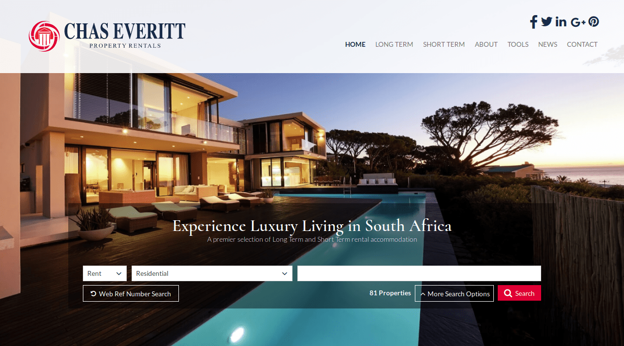 Chas Everitt Luxury Rentals site Showcase Prop Data Marketing