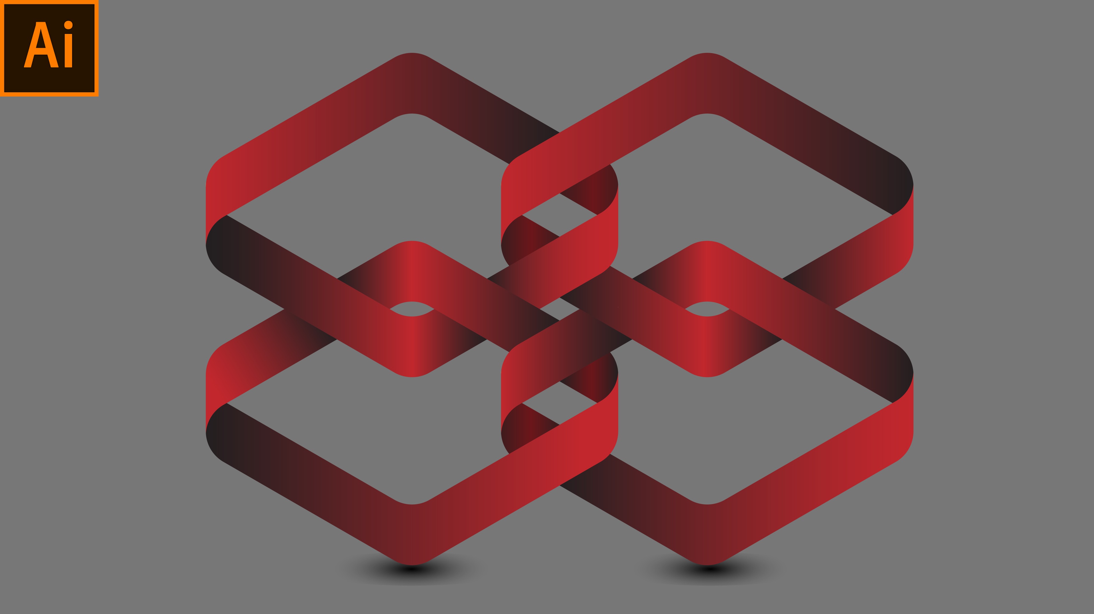 Intertwined Ribbons 3D Logo Designed In Adobe Illustrator And The Tutorial