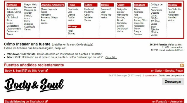 Cómo descargar las fuentes de dafont en