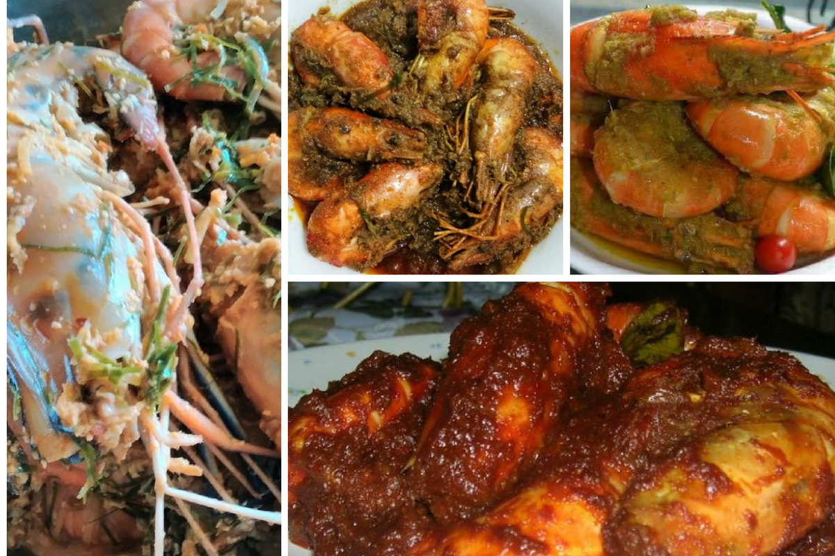 Lima Rendang Udang Galah Yang Super Sedap. Makan Dengan Pulut Kuning