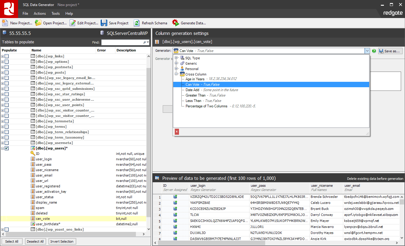 SQL Data Generator Data Generator For MS SQL Server Databases