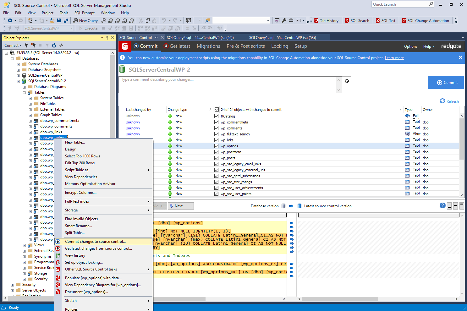 SQL Source Control Link Database To TFS, SVN, Git, Mercurial