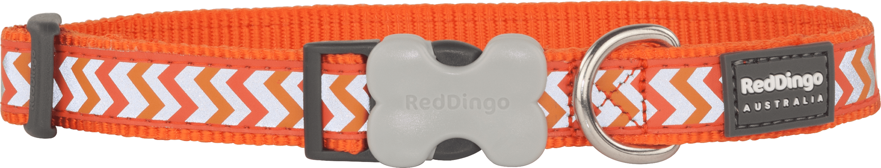 Red Dingo Dog Collar Reflective Ziggy Orange DCRZOR
