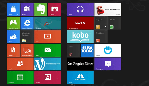 Add Shutdown, Restart And Log Off Tiles On Windows 8 Metro