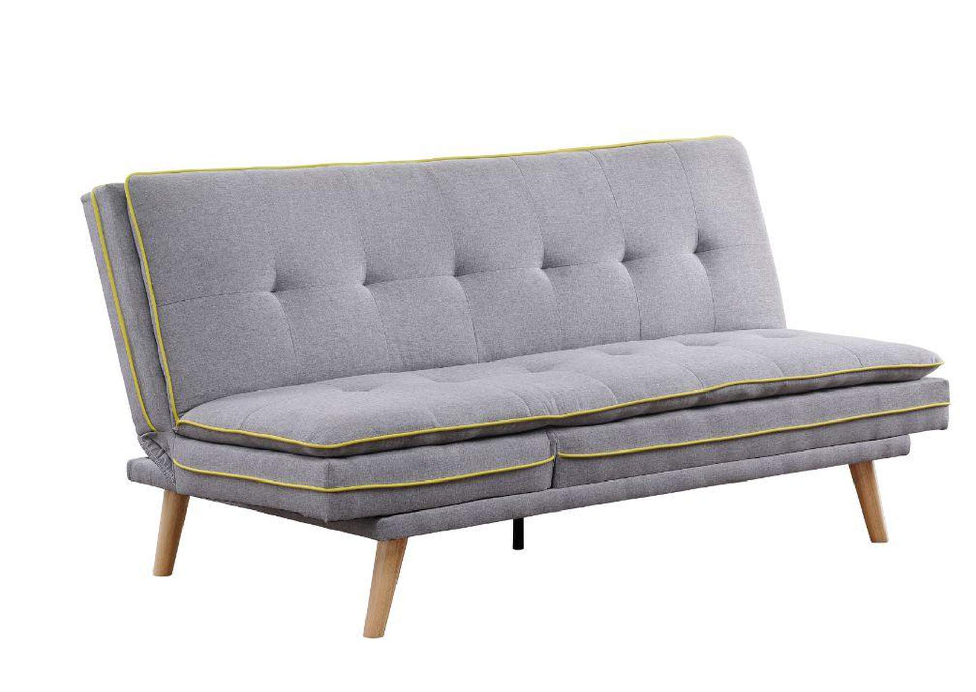 Savilla Gray Linen & Oak Finish Futon