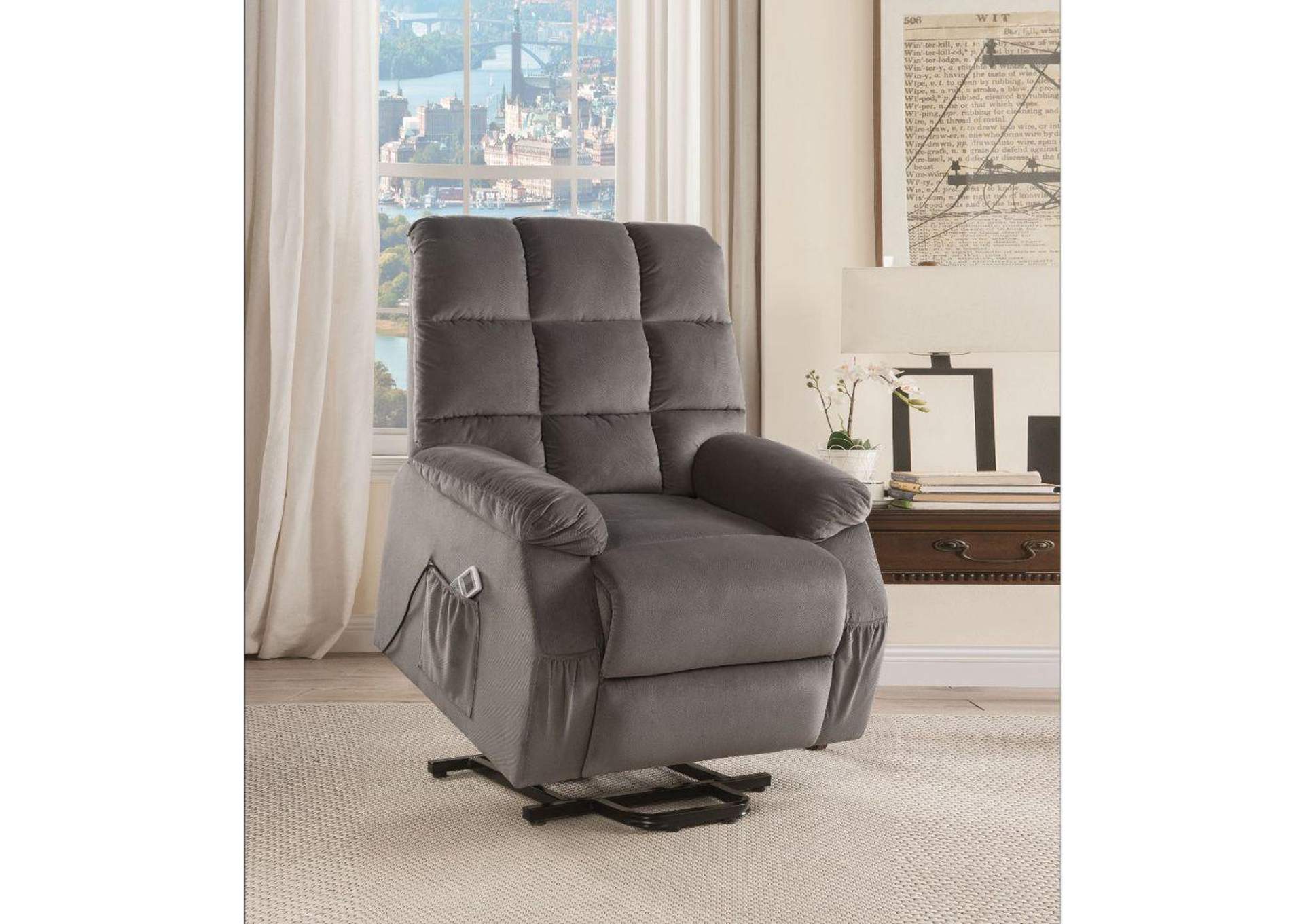 Ipompea Gray Velvet Recliner