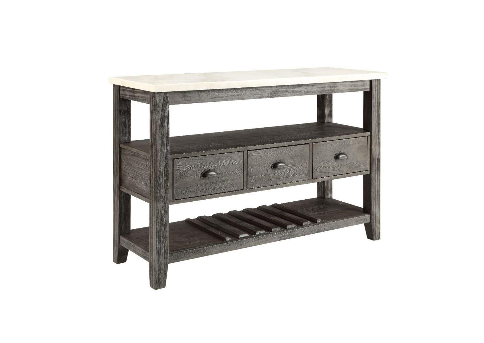 Merel Server, White Marble and Gray Oak