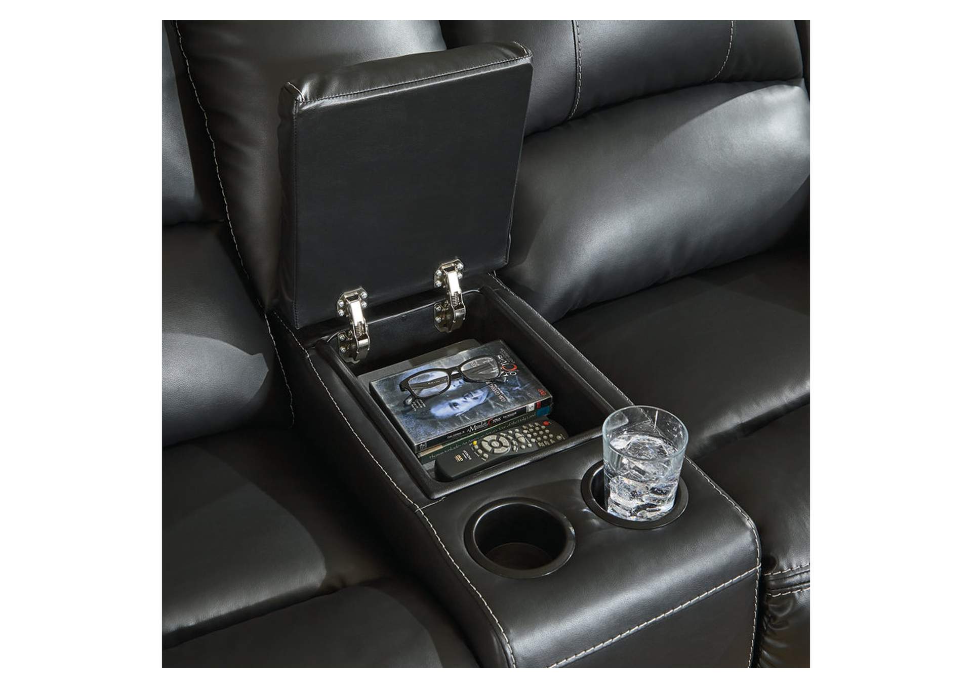 Calderwell Power Reclining Loveseat with Console