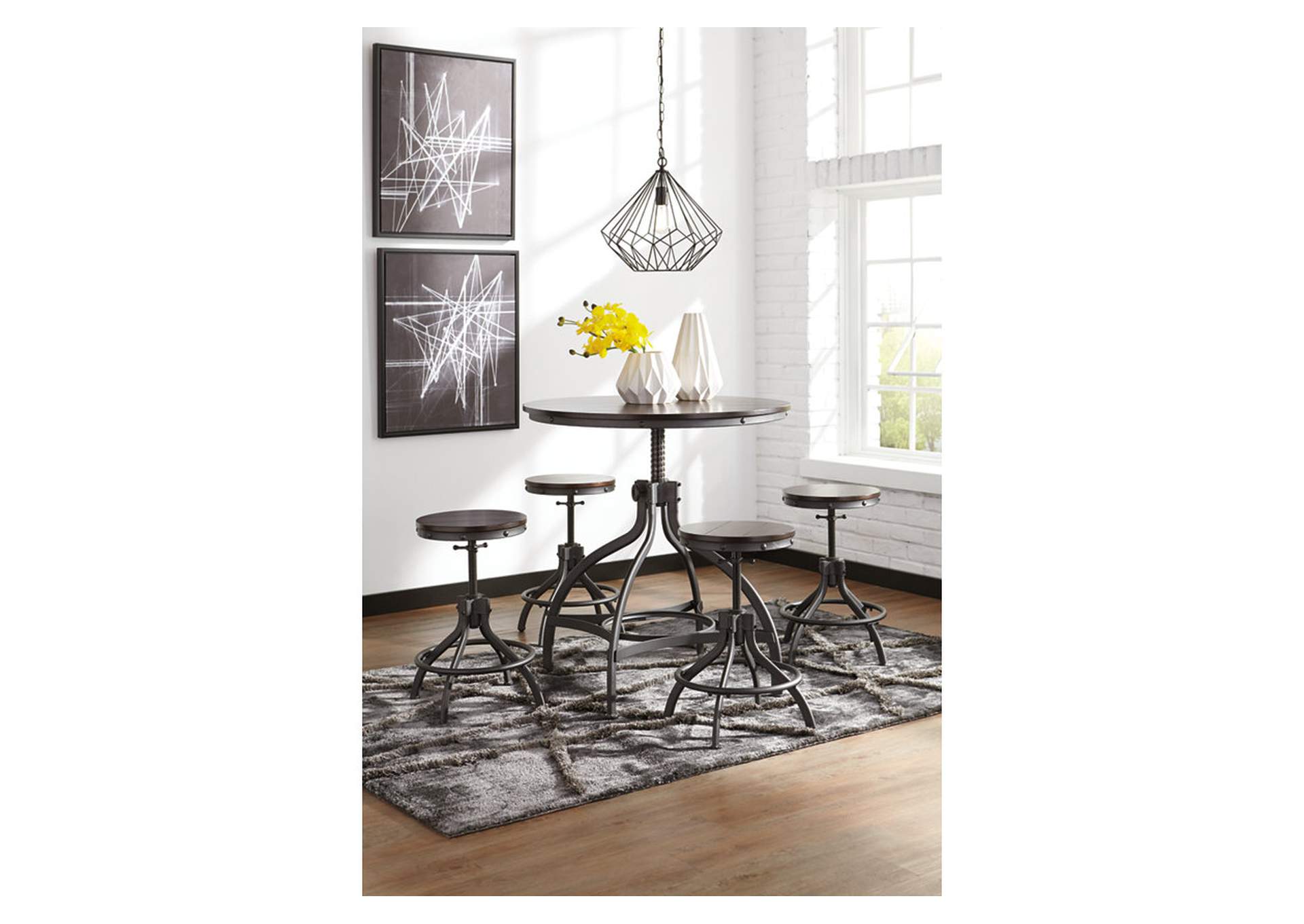 Odium Counter Height Dining Table and Bar Stools (Set of 5)