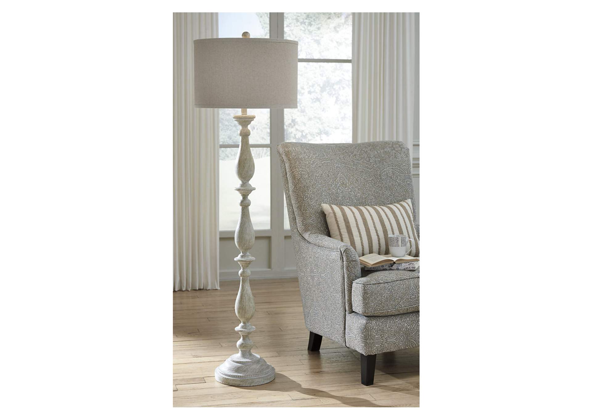 Bernadate Whitewash Poly Floor Lamp