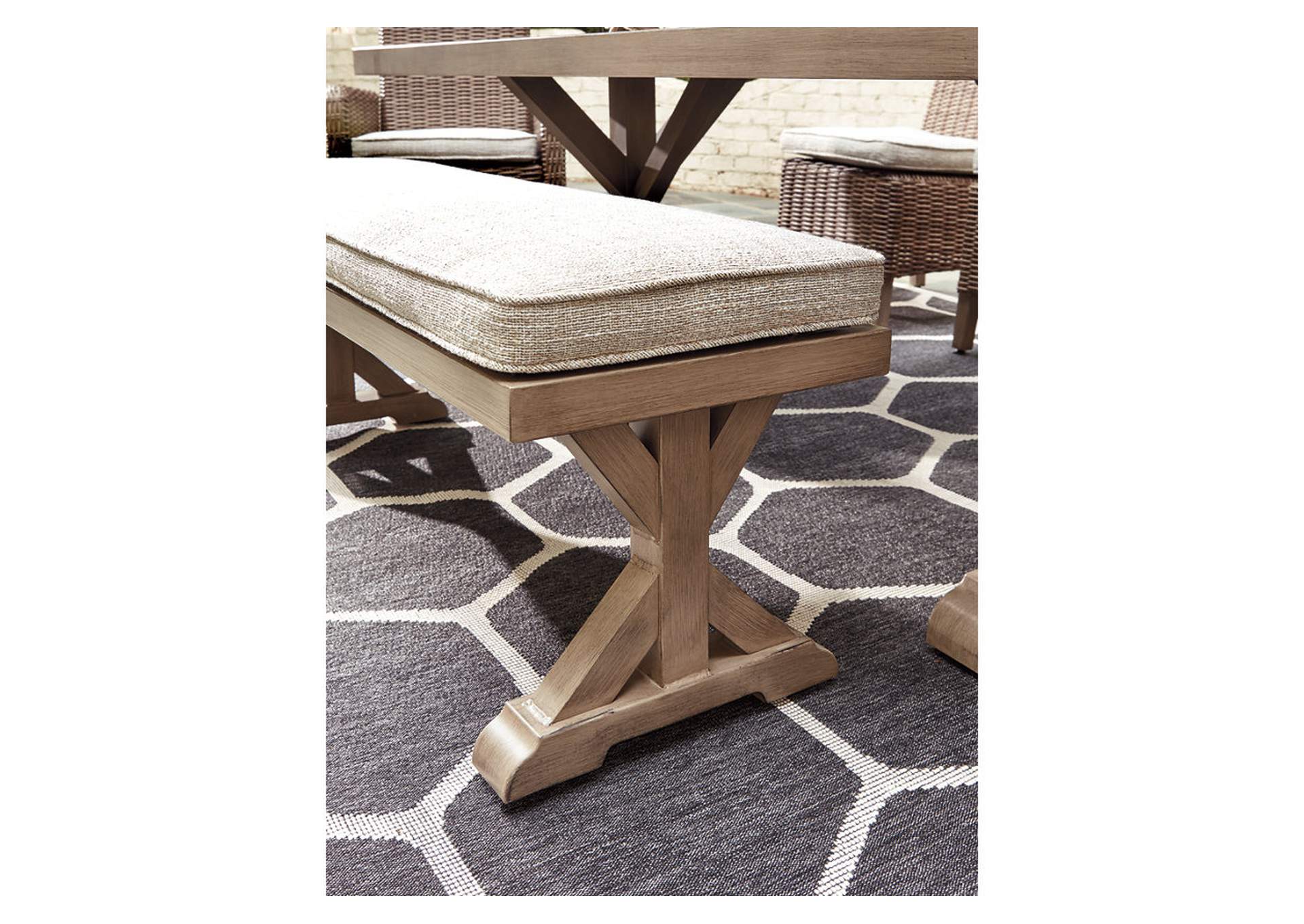 Beachcroft Outdoor Dining Table and 4 Chairs and Bench