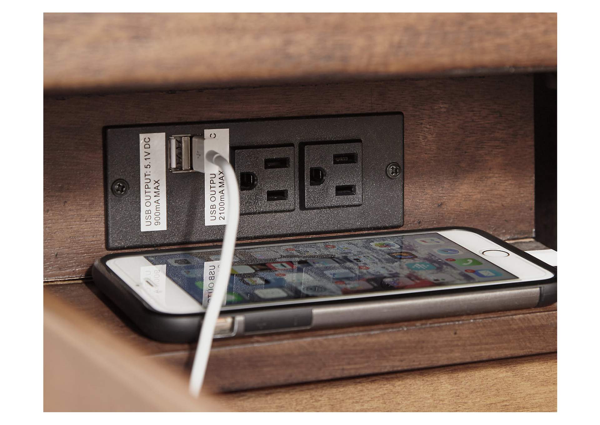 Stanah Chairside End Table with USB Ports & Outlets