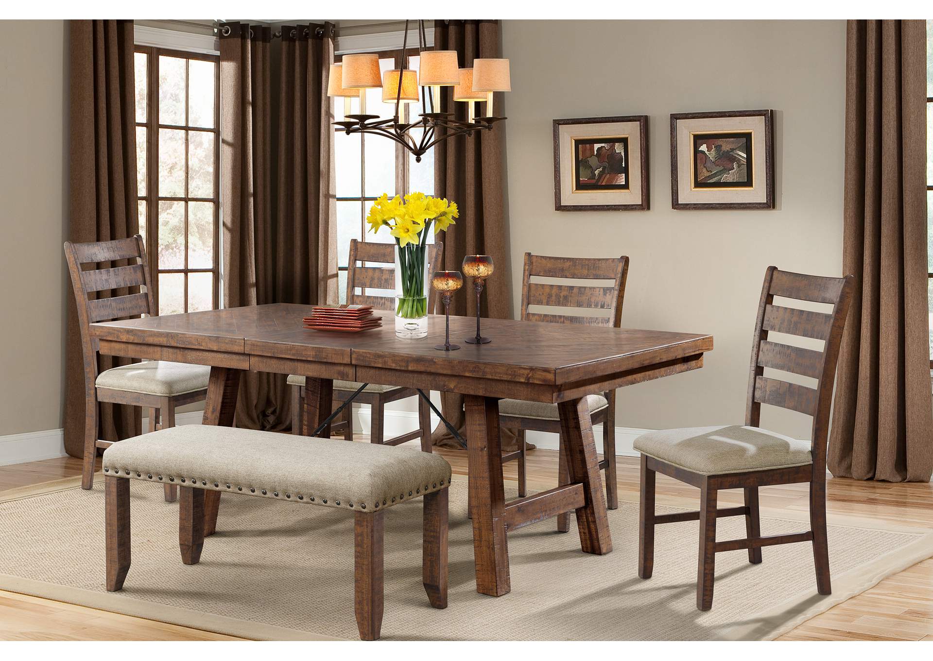 Jax 7 Piece Dining Set Table 6 Ladder Side Chairs