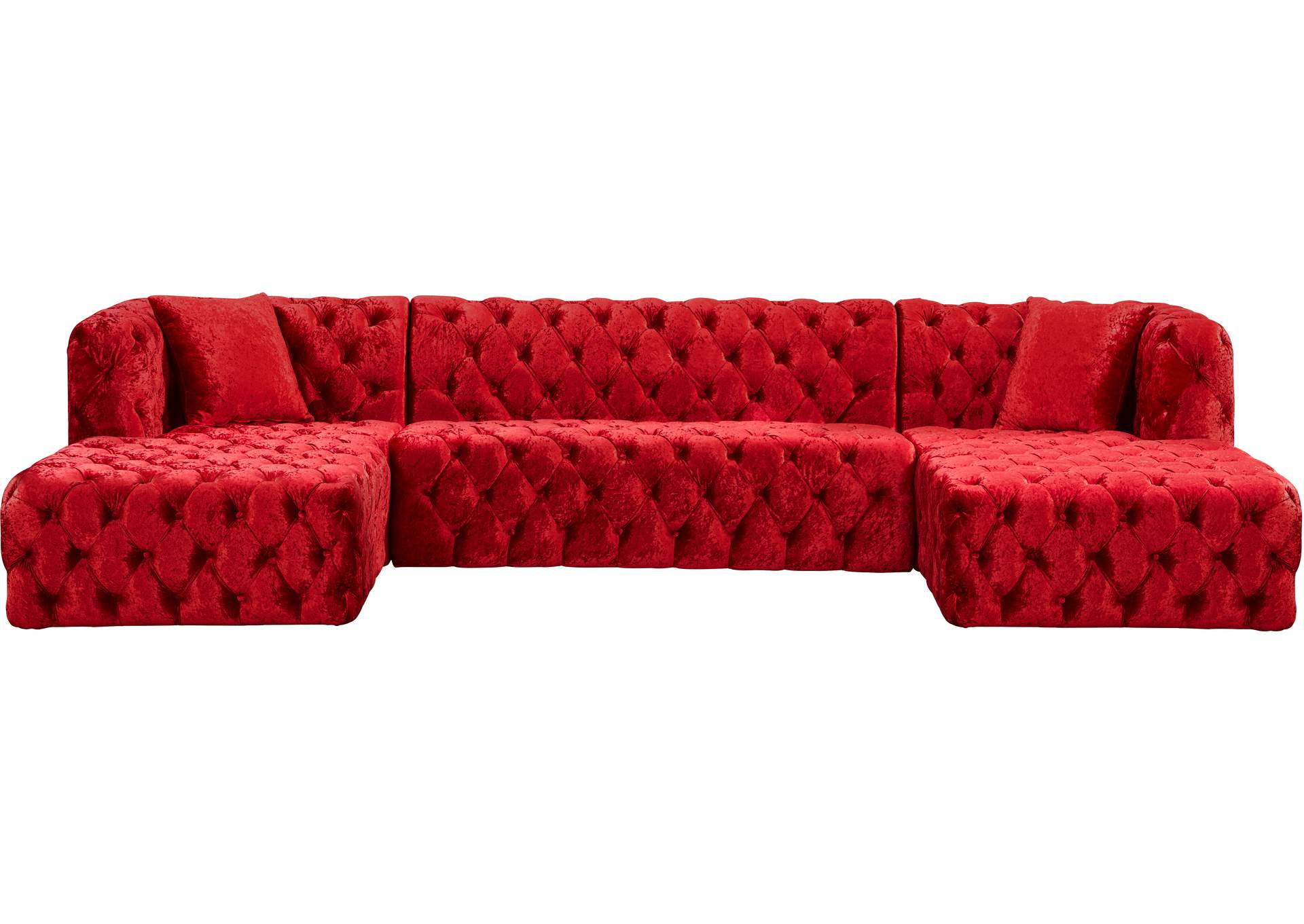 Coco Red Velvet 3 Piece Sectional (3 Boxes)