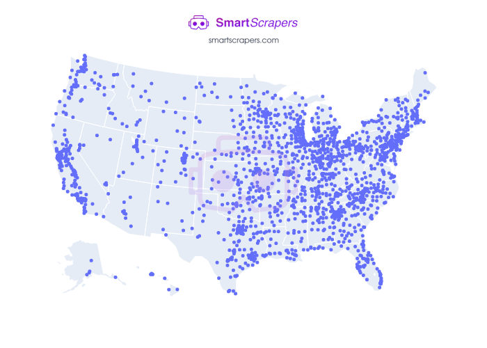 Numbers of Fastenal in United States SmartScrapers