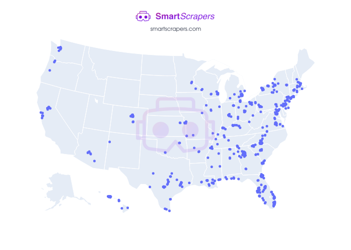 Numbers of Goodyear Auto Service in United States SmartScrapers