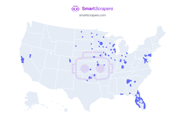 Numbers of Tires Plus Total Car Care in United States SmartScrapers