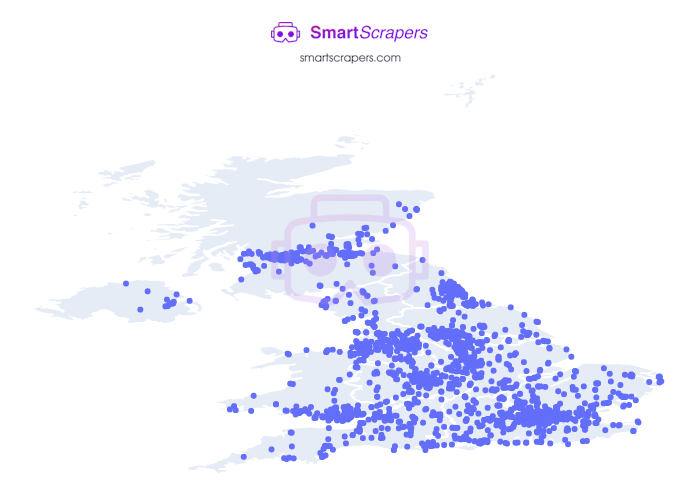 Numbers of Greggs in UNITED KINGDOM SmartScrapers