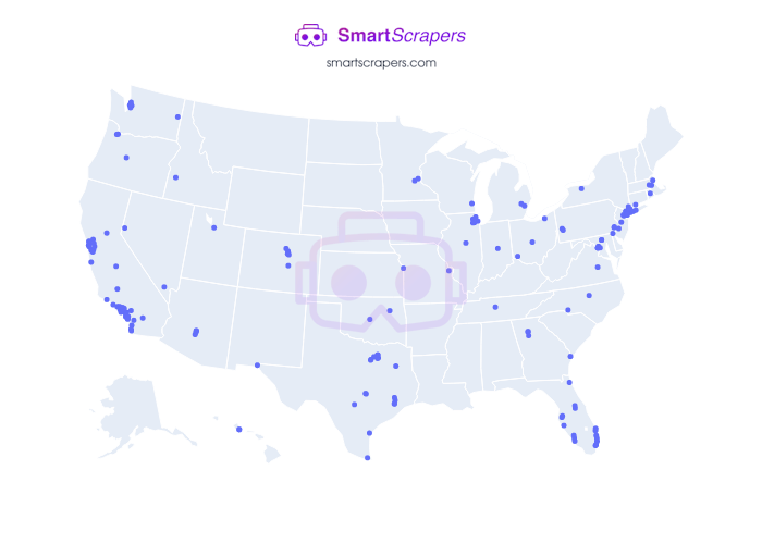Numbers of Tesla in United States SmartScrapers