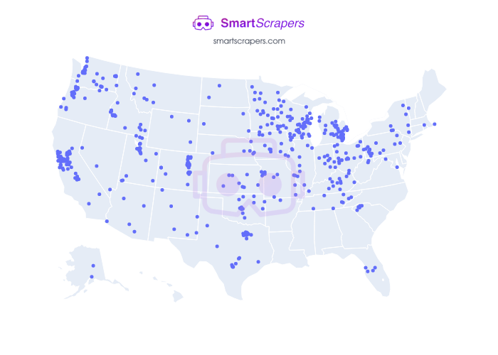 Numbers of A&W Restaurants in United States SmartScrapers
