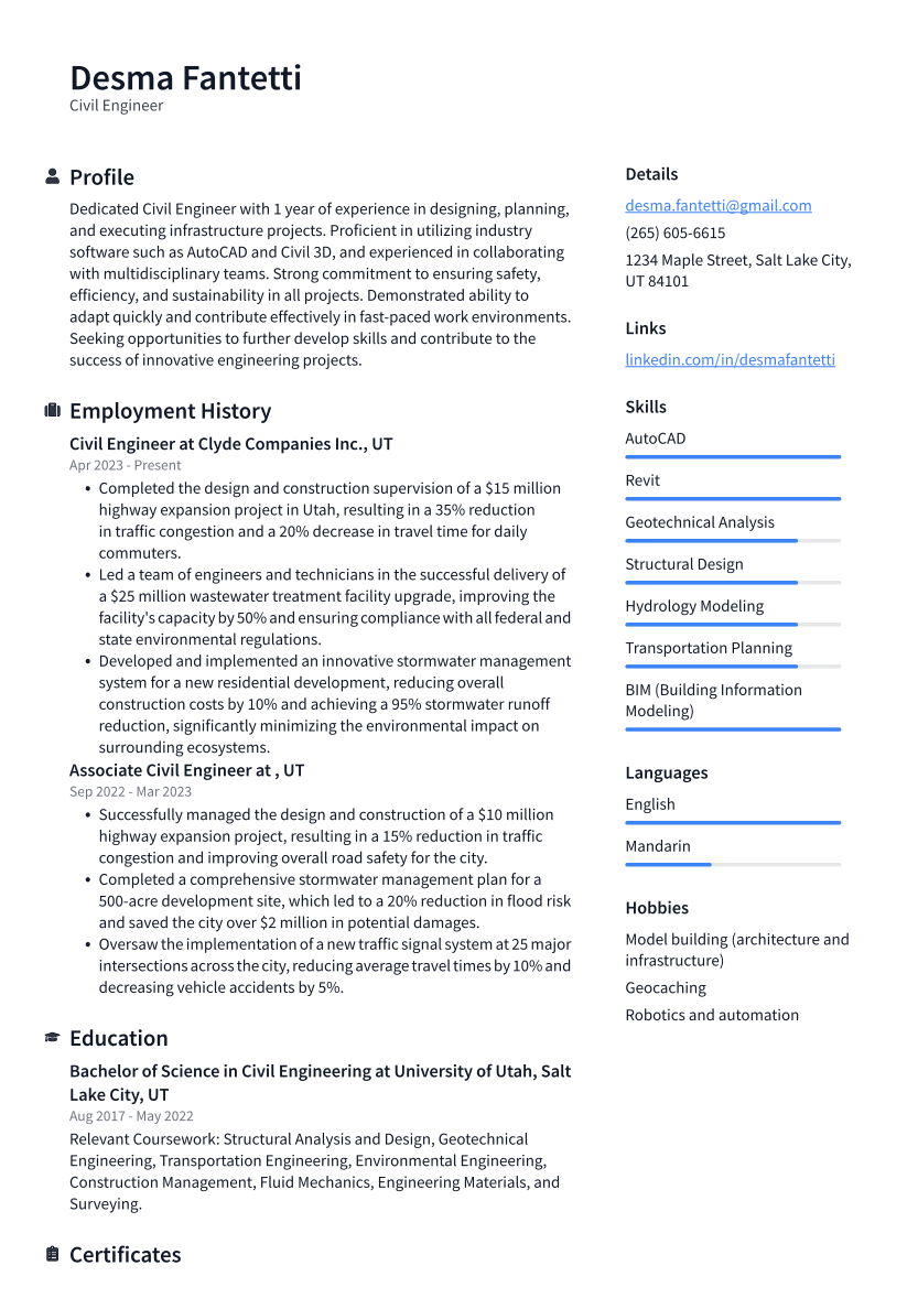 Top 17 Civil Engineer Resume Objective Examples ResumeCat