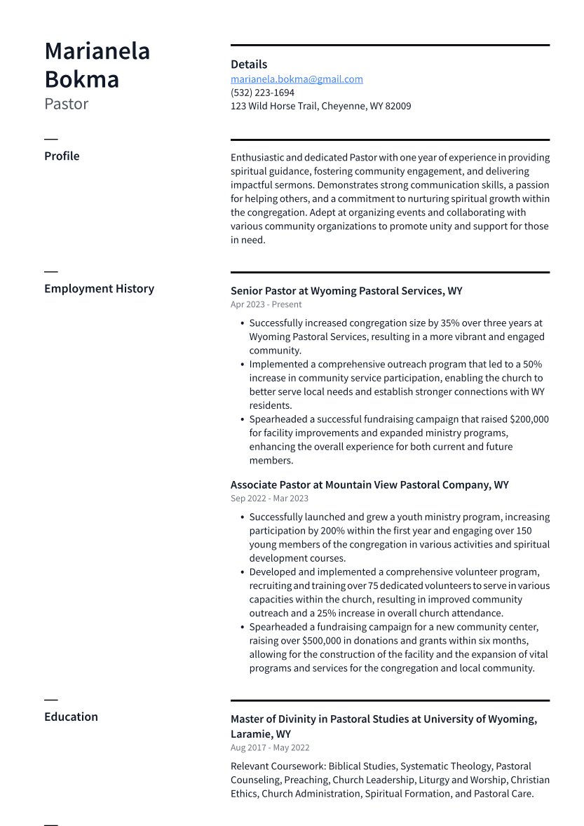 Pastor Cover Letter Samples and Templates ResumeCat