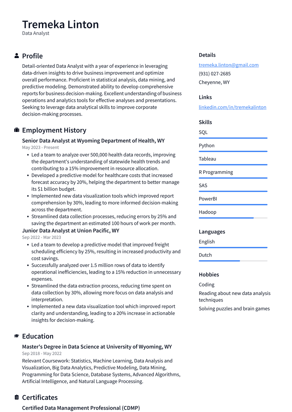 Starbucks Data Analyst Resume Examples ResumeCat