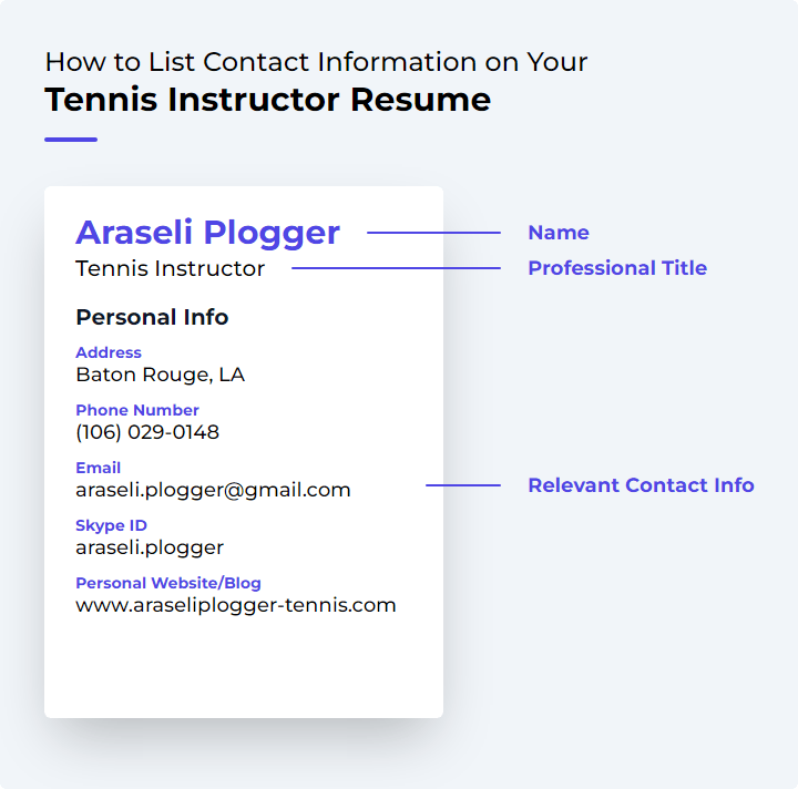 Tennis Instructor Resume Examples and Templates ResumeCat