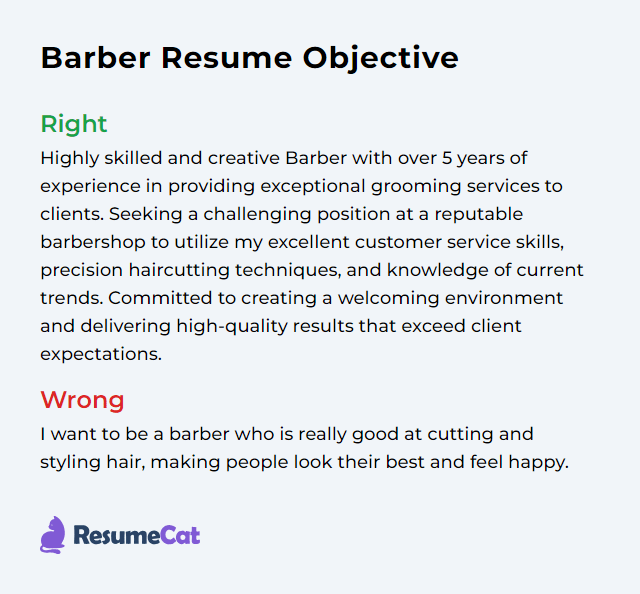 Top 16 Barber Resume Objective Examples ResumeCat