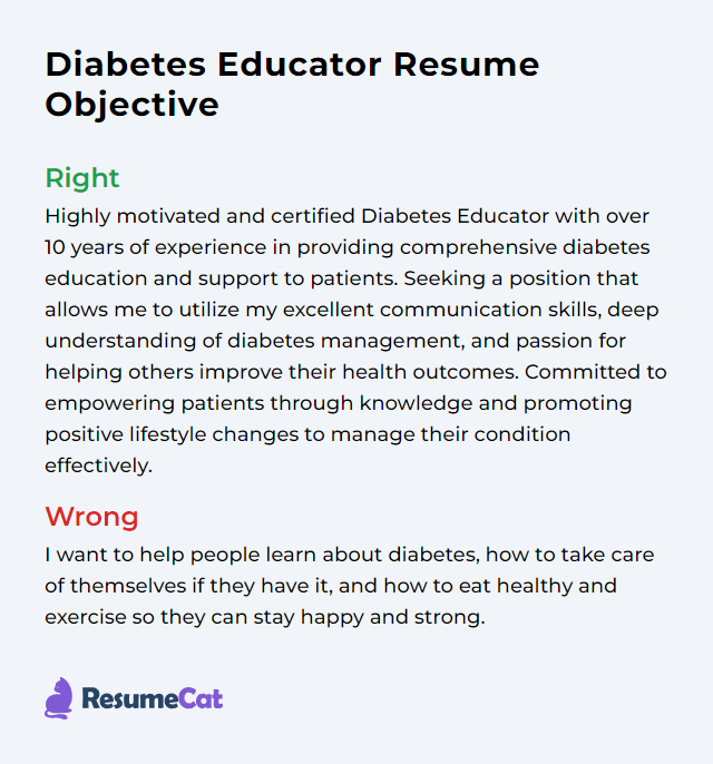 Top 16 Diabetes Educator Resume Objective Examples