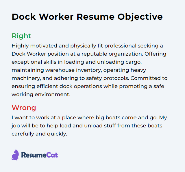 Top 16 Dock Worker Resume Objective Examples ResumeCat