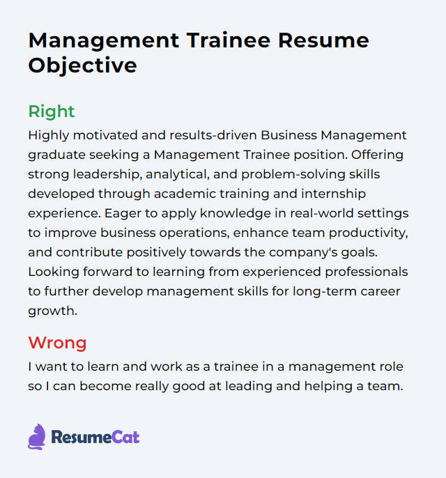 Top 18 Management Trainee Resume Objective Examples