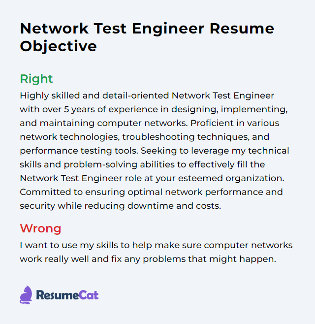 Top 16 Network Test Engineer Resume Objective Examples