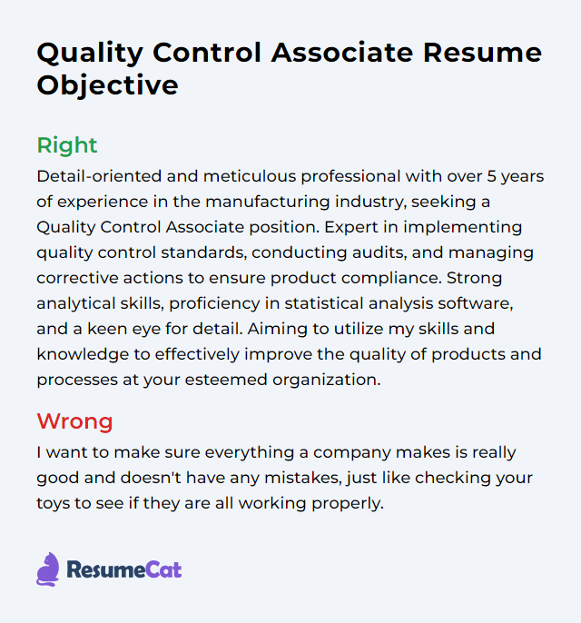 Top 18 Quality Control Associate Resume Objective Examples