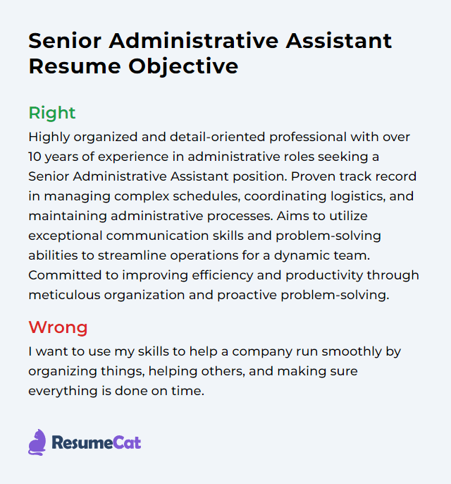 Top 16 Senior Administrative Assistant Resume Objective Examples