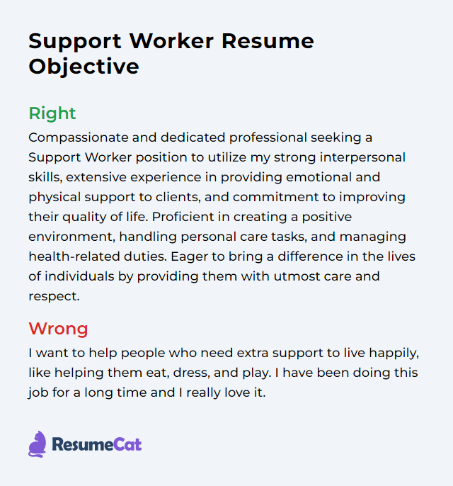 Top 17 Support Worker Resume Objective Examples ResumeCat