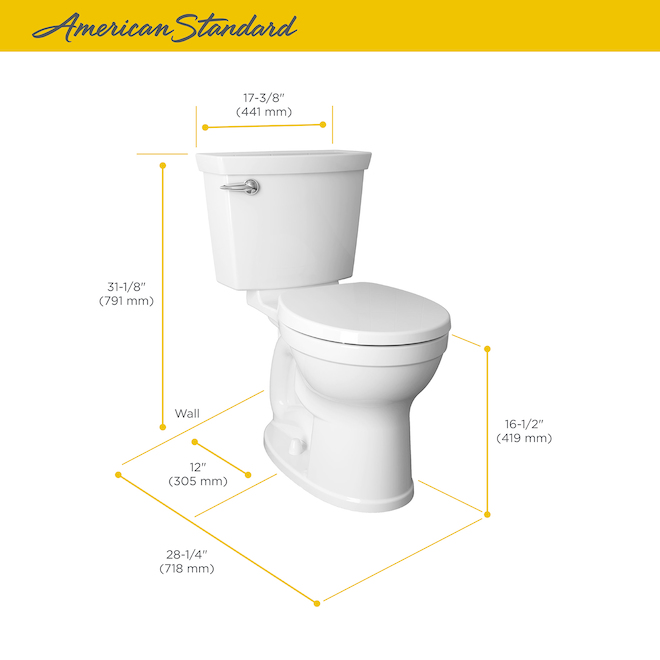 American Standard Champion 4.8 L White 2Piece Round Toilet 3186528ST