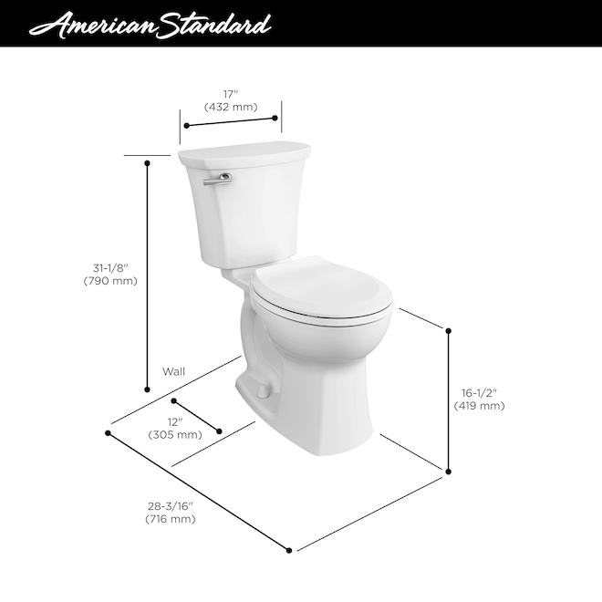 American Standard Edgemere 16.5in White EverClean Surface 4.8 L/Flush