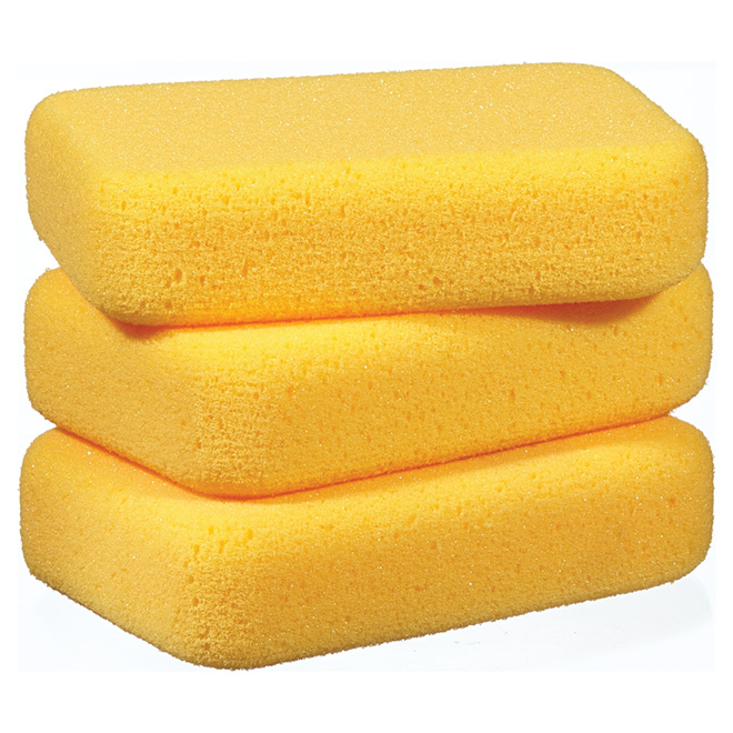 Richard Professional Grouting Sponges Foam Rubber Yellow 3 Per Pack 8in L x 5in W x 2