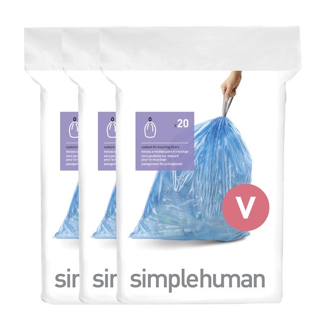 Simplehuman Code V 60Pack 4.7 Gallons Blue Outdoor Recycling Trash