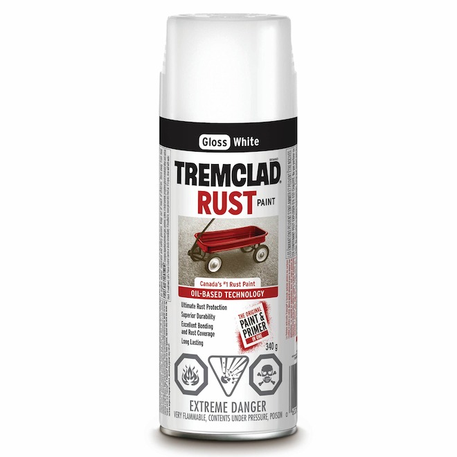 Tremclad Rust Spray Paint 340 g White Gloss 27025B512 RONA