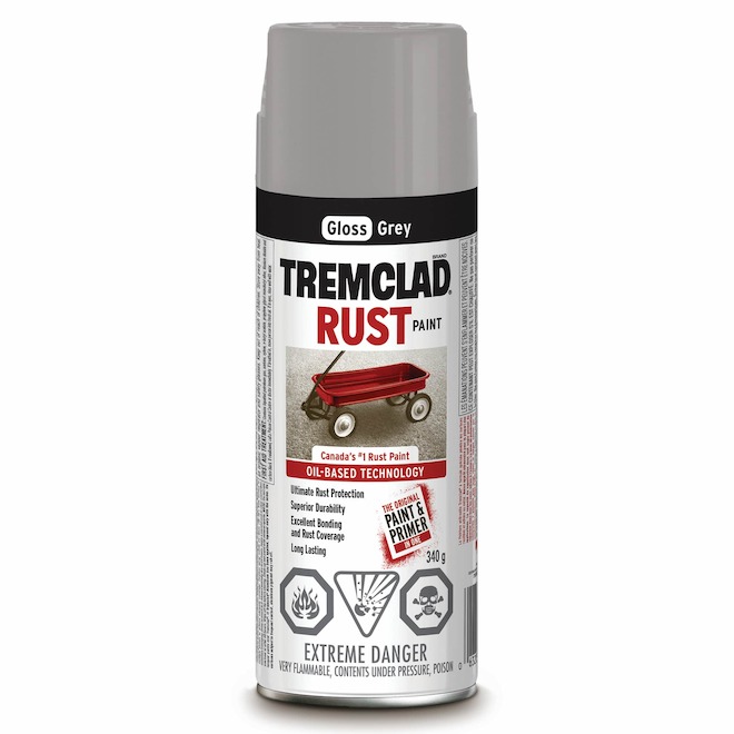 Tremclad Rust Spray Paint 340 g Grey Gloss 27028B522 RONA